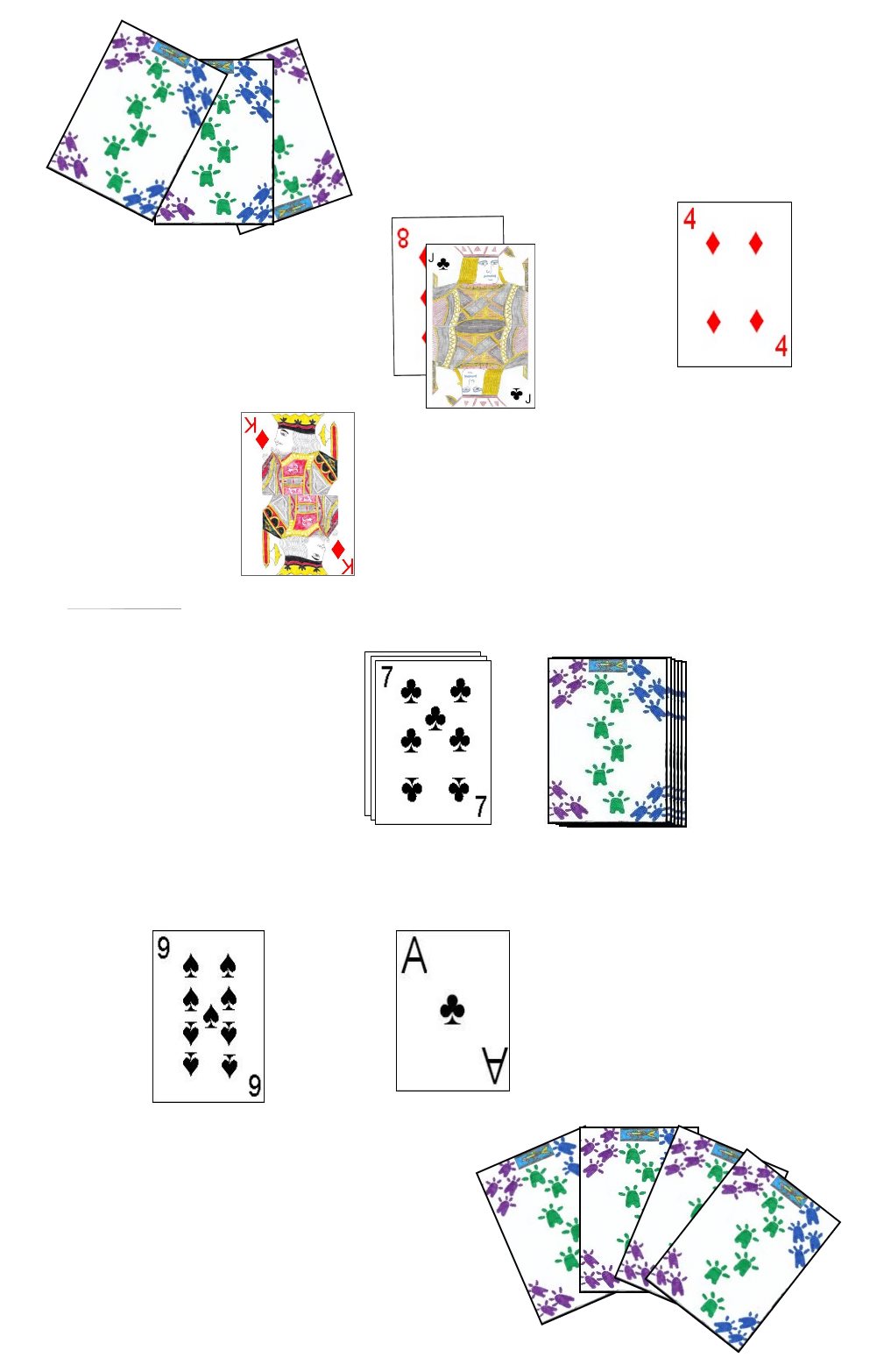 Cuttle card game in progress Cuttle card game in progress