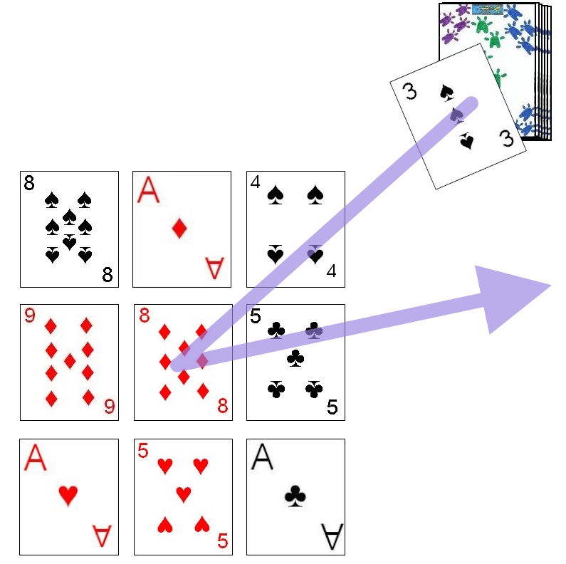 Example play in the multi-player game Eleven