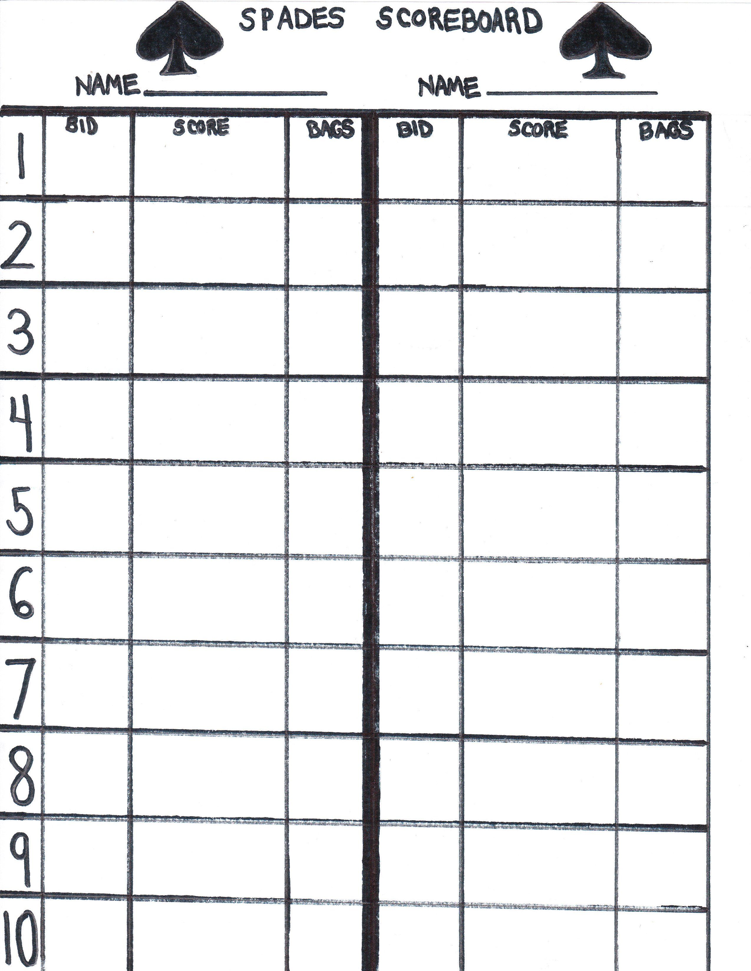 Printable 500 Card Game Score Sheet Printable Cards