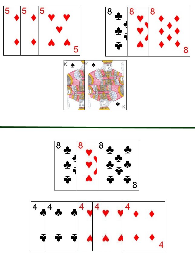 Combinations that may allow a player to declare Checki