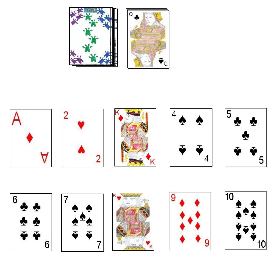 A player's filled layout in the card game Trash