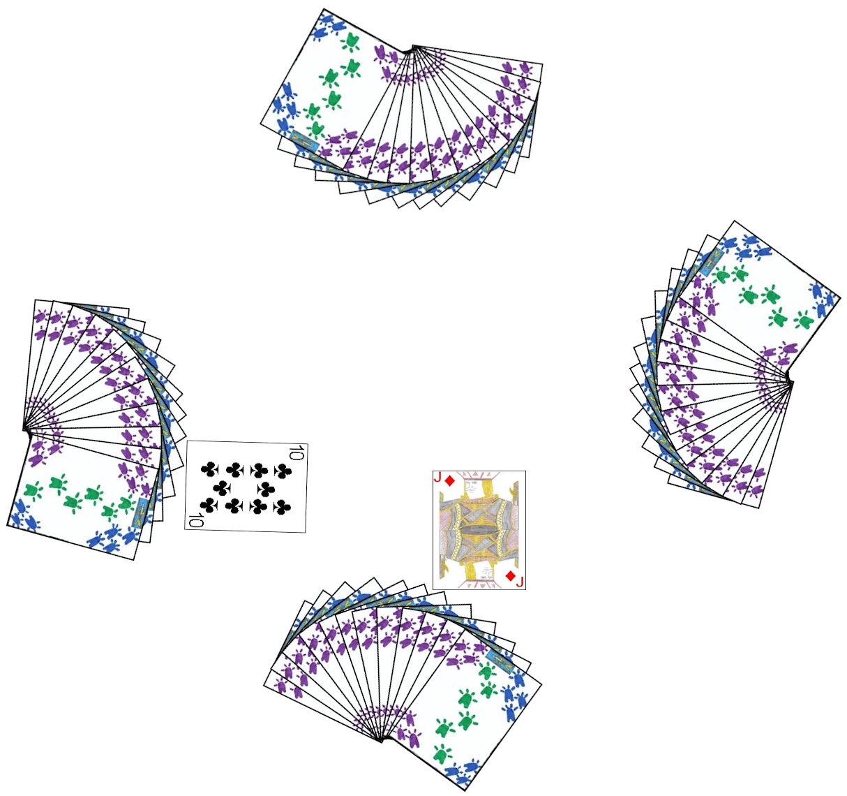 Players turbo-charging the ten of clubs and Jack of diamonds