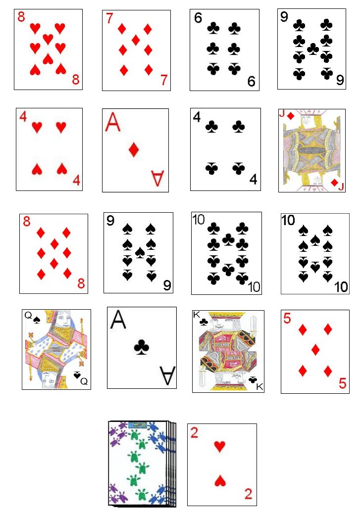 A completed hand of Cribbage Square Solitaire