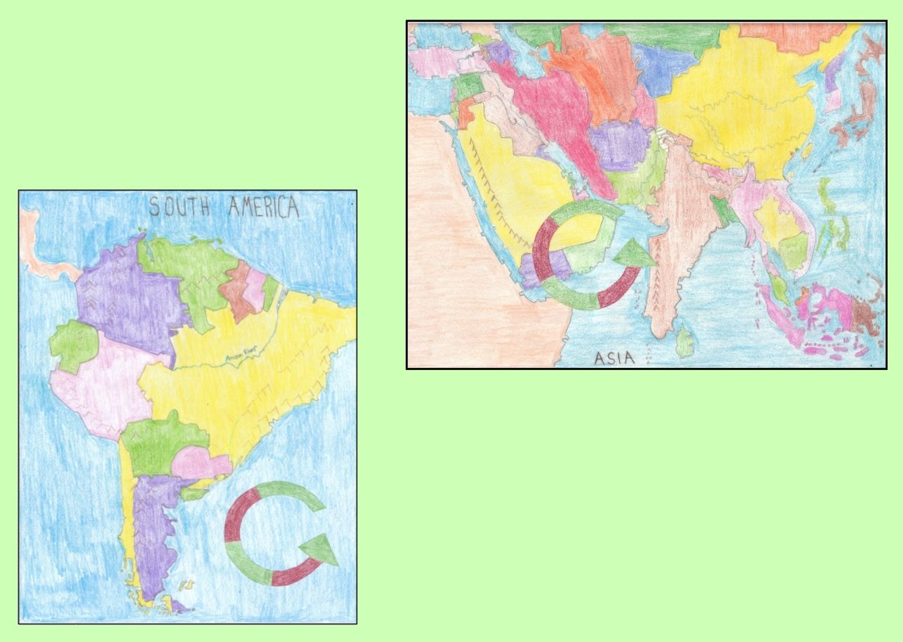 Countries with a specific counter-clockwise rotation