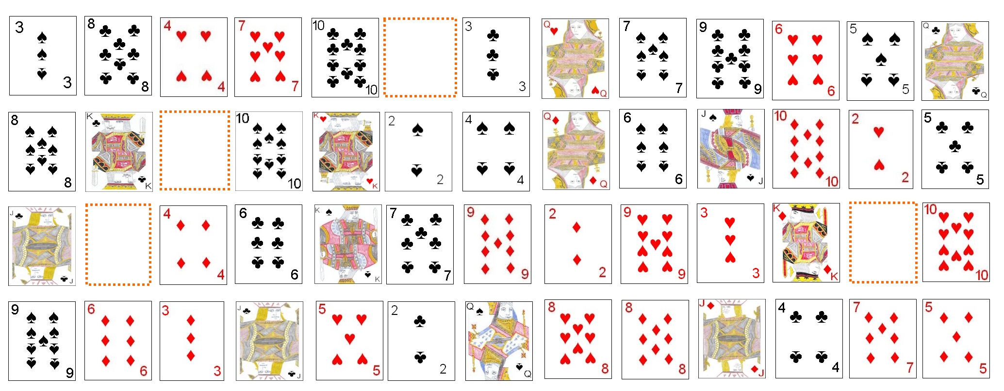 Example initial setup for Gaps Solitaire