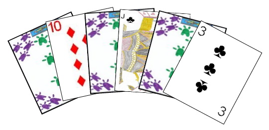 Example of one tableau pile in Stonewall Solitaire